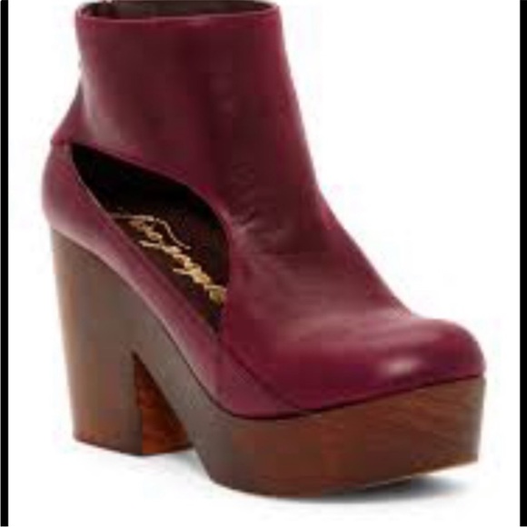 Free People Wine Rear Zip Platform Clog Size 8 - Picture 5 of 15